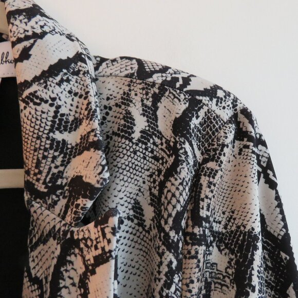 JOSEPH RIBKOFF Snakeskin Beige Black Open Front Blazer Jacket - Size US 10 - Picture 4 of 14